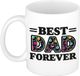 Bellatio Decorations Cadeau mok koffie/thee - de beste papa voor altijd - langspeel plaat - zwart - 300 ml