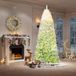 IDEALHOUSE Kunstkerstboom 140 cm - roze kleurverloop, fluwelen look, 100 leds, 320+ takpunten, inklapbaar (scharnierd) met opvouwbare metalen standaard, voor binnen en buiten