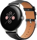 Strap-it Leren smartwatch bandje met gespsluiting geschikt voor Google Pixel Watch 5 (45 mm) / 4 (45 mm) / 3 (45 mm) - Zwart