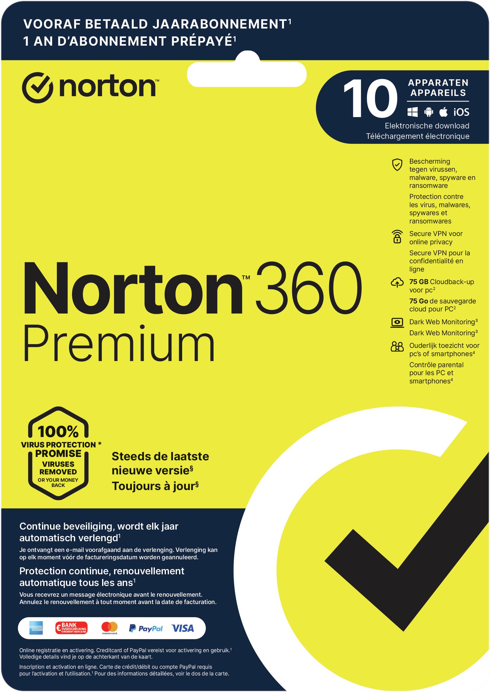 Norton 360 Premium - 10 Devices - 1 Year - Antivirus Software