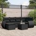 Maison Exclusive - Ensemble de jardin, 7 pièces, avec coussins, noir, en polyrotin