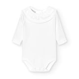 Babidu Romper 1117 Wit Lange Mouw Royale Ruchekraag Katoen Unisex Baby Maat 92