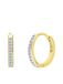Lucardi Dames Zilveren goldplated oorringen kristal - Oorbellen - 925 Zilver - Goudkleurig