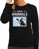Bellatio Decorations Bol Dieren foto sweater Koe - zwart - dames - farm animals - cadeau trui Koeien liefhebber L