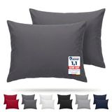 Komfortec Set van 2 Premium Kussenslopen 50x70 cm - Superzachte Kussenhoes – 100% - Geborsteld Mikrovezel 90g/m² - Antraciet
