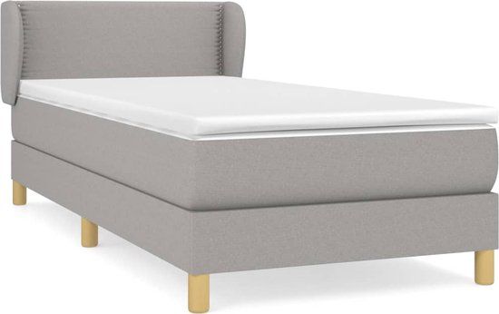 vidaXL Boxspring met matras stof lichtgrijs 80x200 cm
