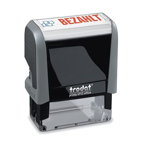 Trodat Office Printy 4912 zelfkleurende tekststempel, tekst BETAALD, afdrukkleur blauw-rood, 47 x 18 mm