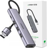Ugreen - USB Hub - 4x USB 3.0, 1x USB-C - Grijs