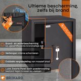 Brihard Business K Black Pearl Meubelkluis met Sleutelslot Gratis Brandwerende Tas 4mm Stalen Deur Zwart Satijn Inbraakwerende Kluis voor A4 Documenten Geld en Sieraden Inclusief Montagebouten Veiligheidskluis voor Thuis en Kantoor