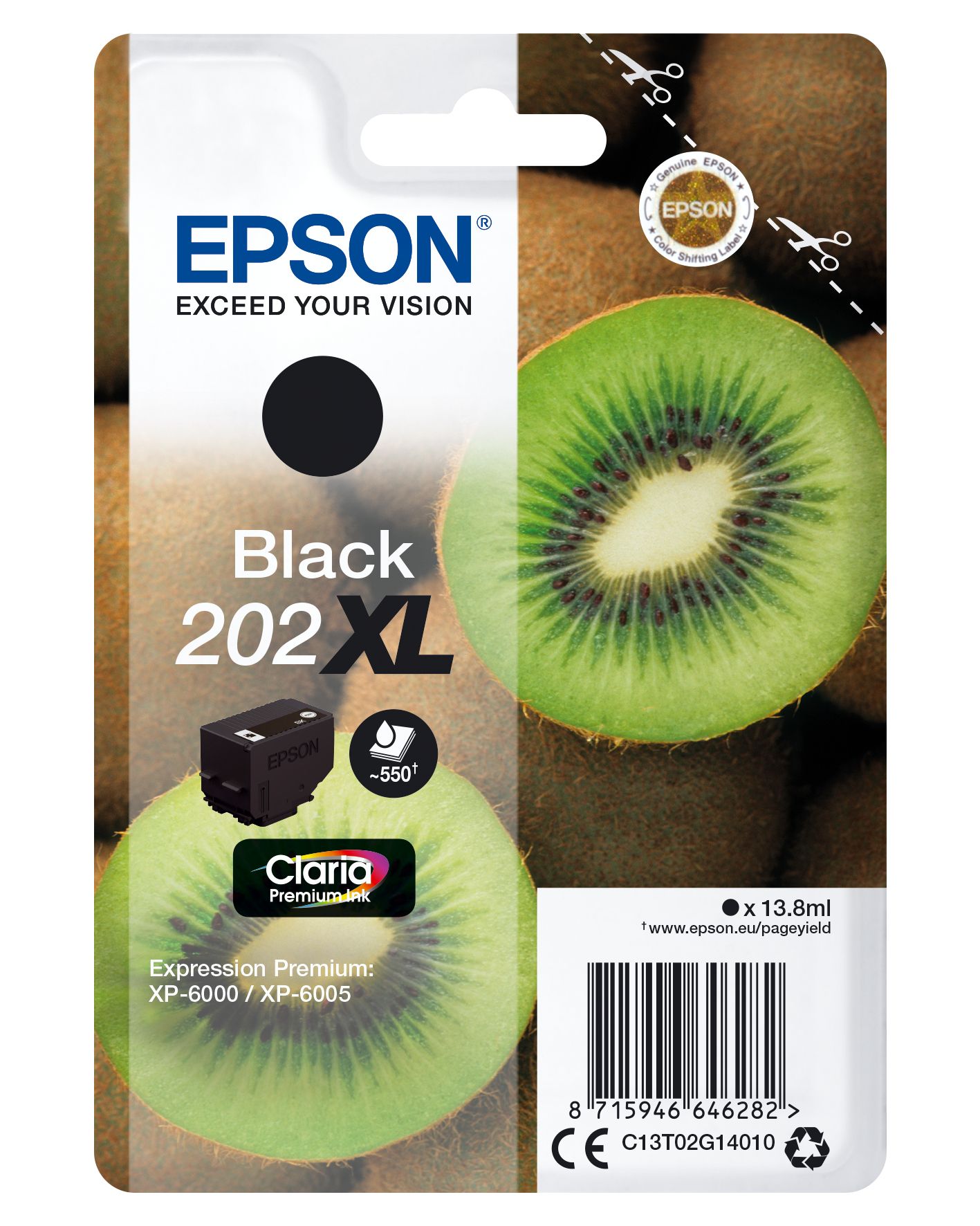Epson 202XL Black Ink Cartridge - Original - Pigment-based - 13.8 ml - 550 Pages