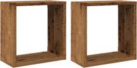 vidaXL Wandschappen kubus 2 stuks 30x15x30cm bewerkt hout oud houtkleurig