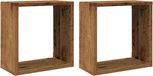 vidaXL Wandschappen kubus 2 stuks 30x15x30cm bewerkt hout oud houtkleurig