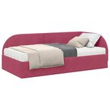 vidaXL Cadre de lit d'angle avec matelas 2 places bordeaux 90 x 200 cm velours