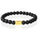 Memphis Kralen Armband Matzwarte Agaat Edelstaal Kraal Goudkleurig-19cm