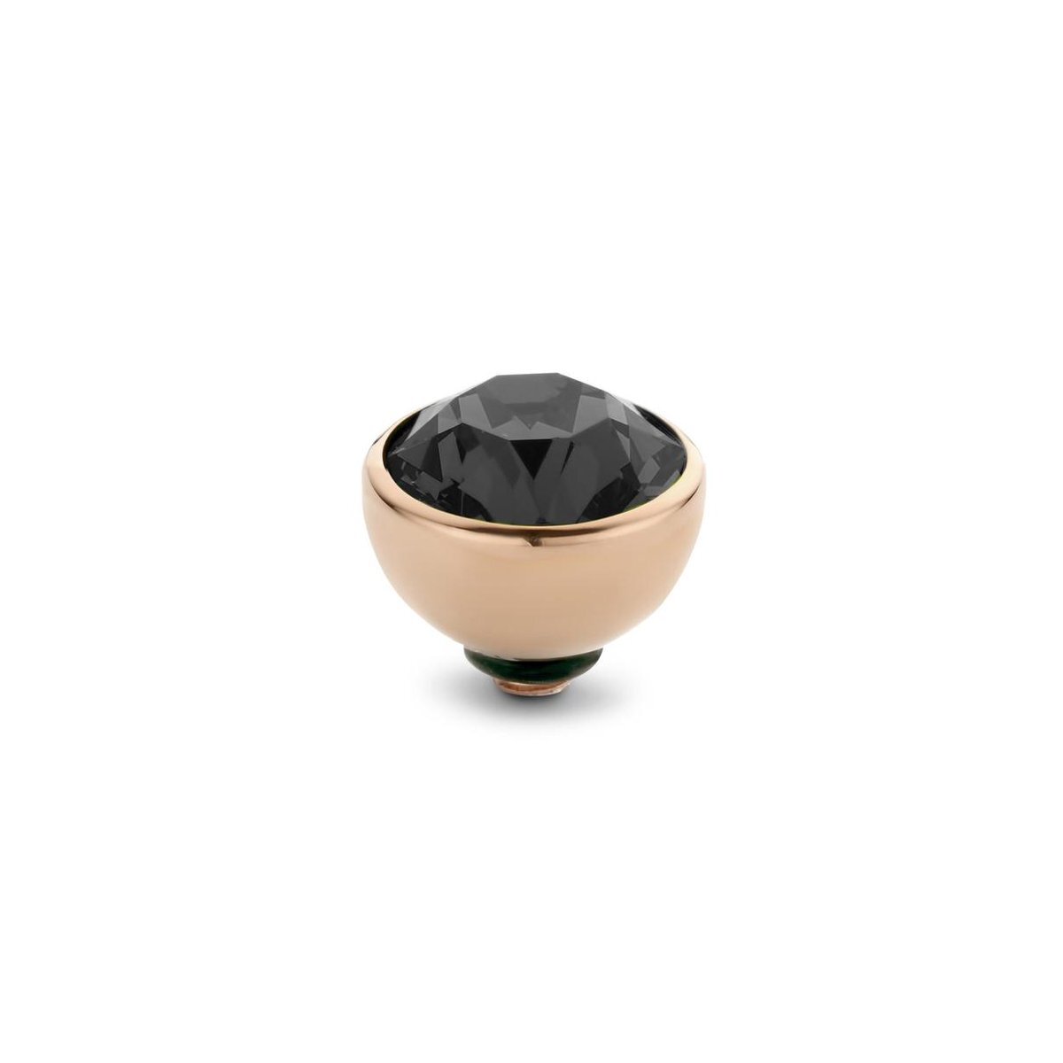 Melano jewelry Melano twisted steen rond - rosegoudkleurig + transparant black - dames - 8mm