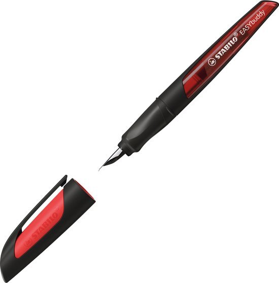 Stabilo ergonomische schoolpen stabilo easybuddy, penpunt a, zwart/rood