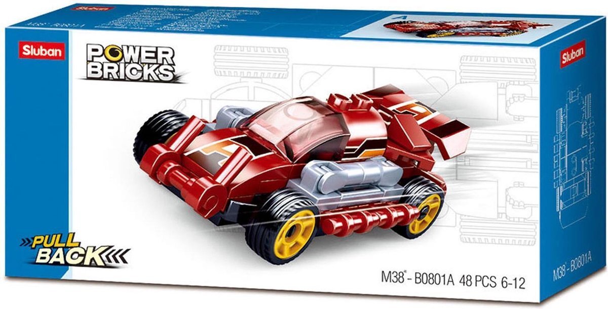 Sluban Powerbricks Pull Back Car Red