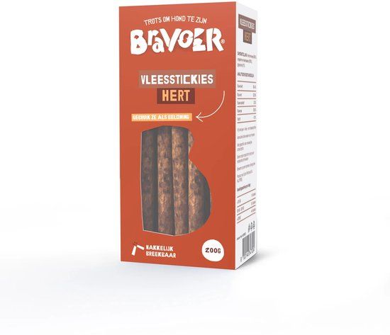 Bravoer Vleesstickies Hert 200 gr