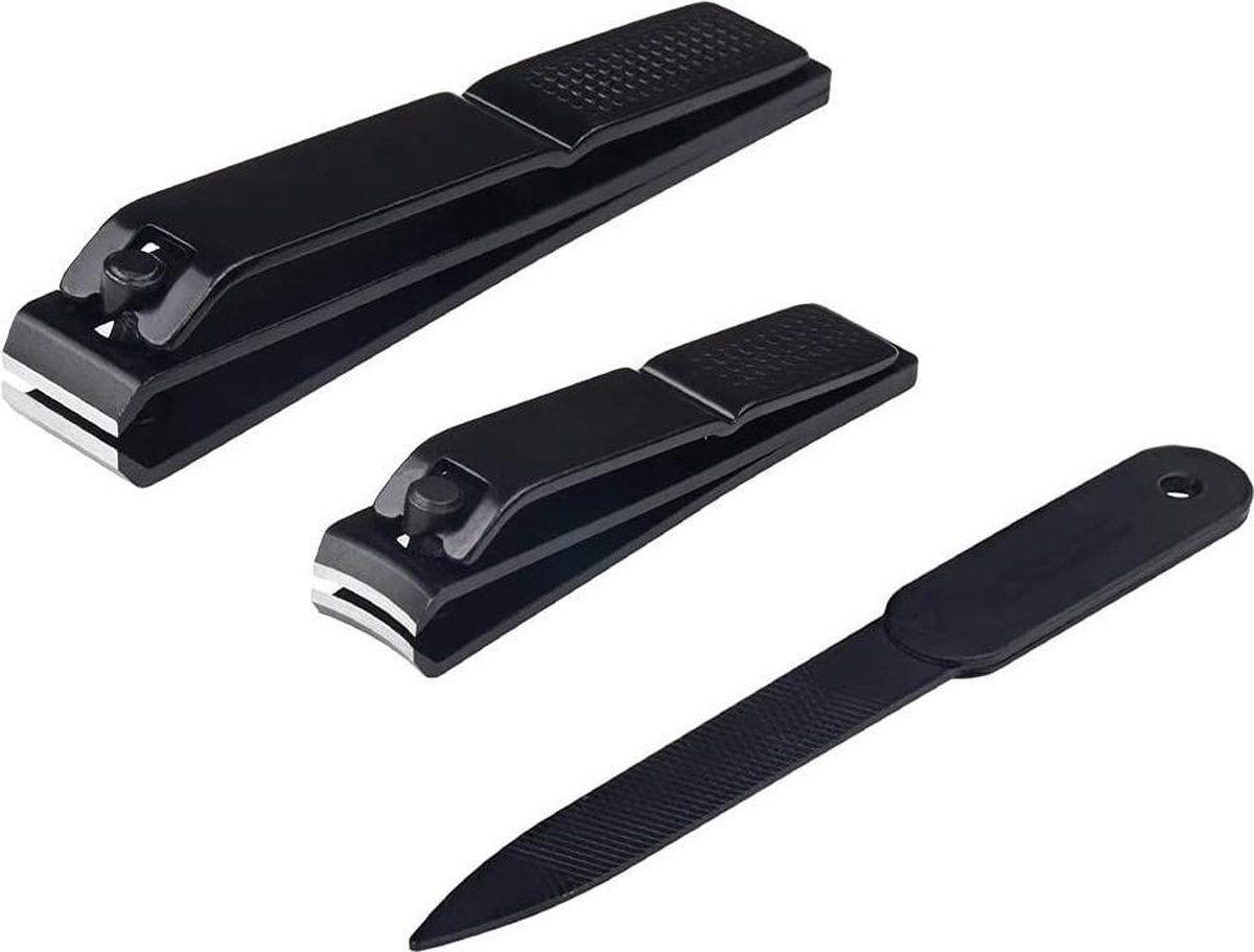 Mmobiel 3 Delige Nagelknipper Set Voor Pedicure en Manicure - Mat Zwart