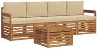 vidaXL - Bank loungeset - 5-delig - Massief Acacia Hout - Natuurlijk en Beige