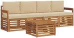 vidaXL - Bank loungeset - 5-delig - Massief Acacia Hout - Natuurlijk en Beige