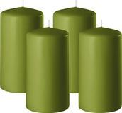 Enlightening Candles Bougie cylindrique/bougie pilier - 4x - vert olive - D6 x H8 cm - 27 heures de combustion