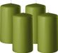 Enlightening Candles Cilinderkaars/stompkaars - 4x - olijfgroen - D6 x H8 cm - 27 branduren