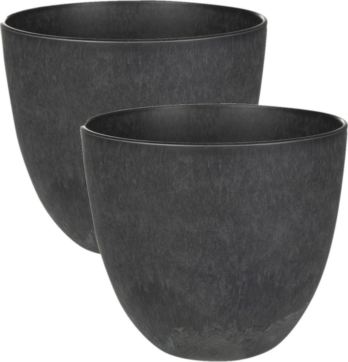 Steege Plantenpot - 2 stuks - Ø 17 cm - Artstone Zwart