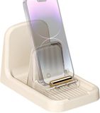 Merkloos Pannendekselhouder - Keuken Organizer - Koken en Opbergen - Antislip Basis - 12.5 cm Hoog - Wit