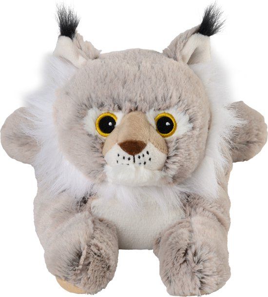 Warmies Warmte/magnetron opwarm knuffel Lynx - Grijs - 36 cm