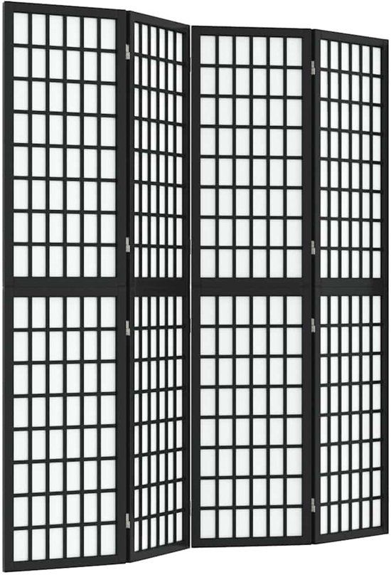 vidaXL Kamerscherm inklapbaar 4 panelen Japanse stijl 160x170 cm zwart