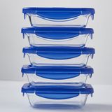 Pyrex - Cook & Go Schaal Rechthoek met Deksel 2-Delig - Transparant - Borosilicaatglas