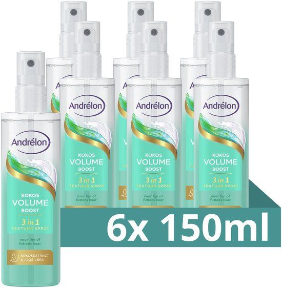Andrélon 3-in-1 Textuur Spray - Kokos Volume Boost - 6 x 150 ml
