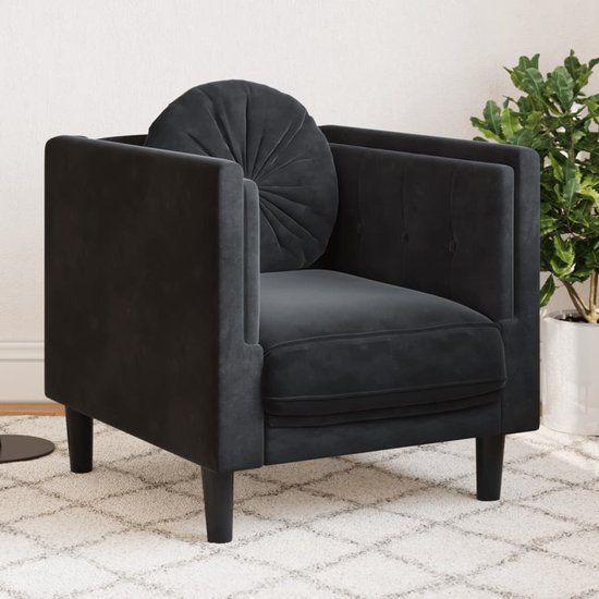 vidaXL Fauteuil met kussen fluweel zwart