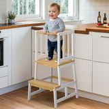 COSYLAND Montessori Leertoren voor Kinderen vanaf 18 Maanden, Stabiele en Kantelveilige Constructie (wit natuur)