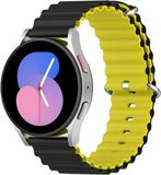 Qubix - Convient pour bracelet Garmin - Convient pour Garmin Vivoactive 4 / 4L - Bracelet style océan - Noir / jaune - Bracelet de montre connectée 22mm