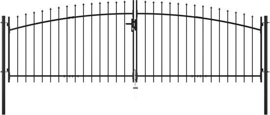 vidaXL - Tuinpoort - dubbel - met speren - groen - staal - 400x175 cm