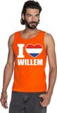 Bellatio Decorations Oranje I love Willem tanktop shirt/ singlet heren - Oranje Koningsdag/ Holland supporter kleding L