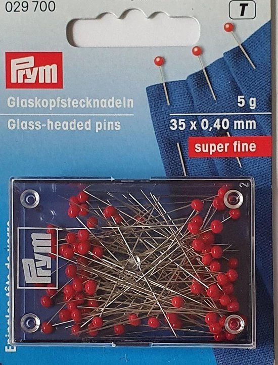 Prym Glaskop-spelden - Extra Dun - Rood - 35mm
