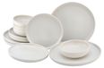 Service set of 12 pieces, made of stoneware, colour off-white, dishwasher safe, round
