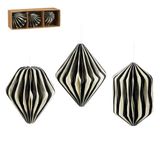 Mica Decorations kerstornament ui druppel - papier - zwart (3 stuks)