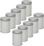 Argent rond opbergblik - 10x - D9 x H13 cm - Koffiepads/koffiecups voorraadblik - Kleine voorraadbus - Snoeppot