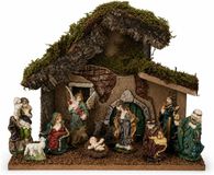 Kaemingk B.V. Crèche complète - 23 x 11 x 21 cm - avec 11 figurines de Noël - crèche de Noël - avec figurines de Noël