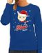 Bellatio Decorations Foute Kersttrui - sweater - Merry Miauw Christmas - kat / poes - blauw - voor dames - kerstkleding - kerst outfit 2XL