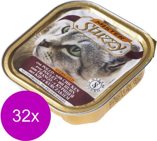 Mister Stuzzy Cat Paté Sterilized - Kattenvoer - 32 x Kip 100 g