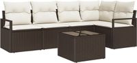 vidaXL Tuinbank Set 6-delig Bruin en Crème polyratten