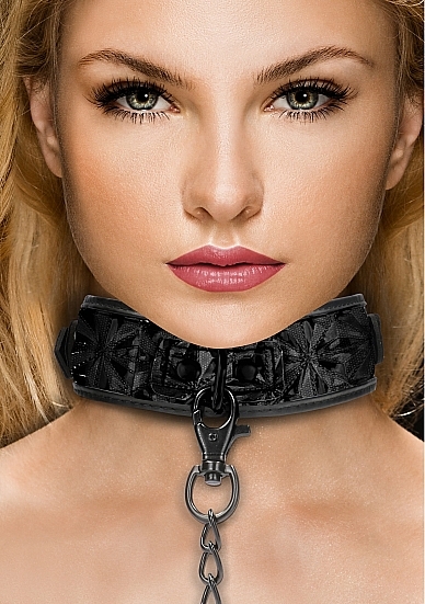 Ouch! Luxury Luxury Collar with Leash - Black