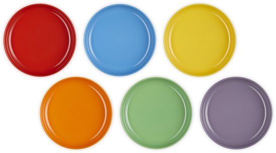 Le Creuset Vancouver Diepe Borden Coupe 22 cm Regenboog Kleuren Set Van 6