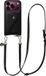 AVY Étui en cuir pour Apple iPhone 13 Pro | Avec cordon et porte-cartes magnétique | Compatible MagSafe | Étui en cuir avec cordon de 130 cm et portefeuille | Cuir Long | Noir