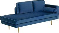 Beliani MIRAMAS Chaise Longue - Blauw - Fluweel - Rechterzijde - Beliani